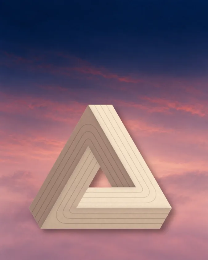 An impossible triangle shaped like a running track, with lanes that loop round forever
