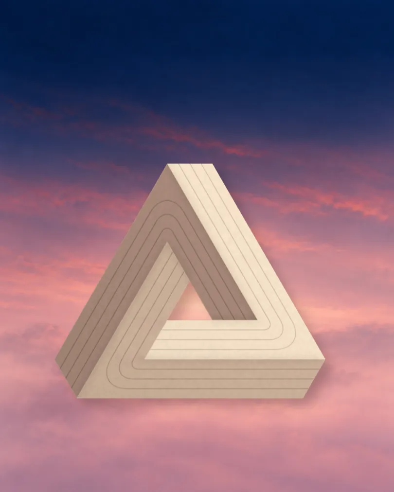 An impossible triangle shaped like a running track, with lanes that loop round forever